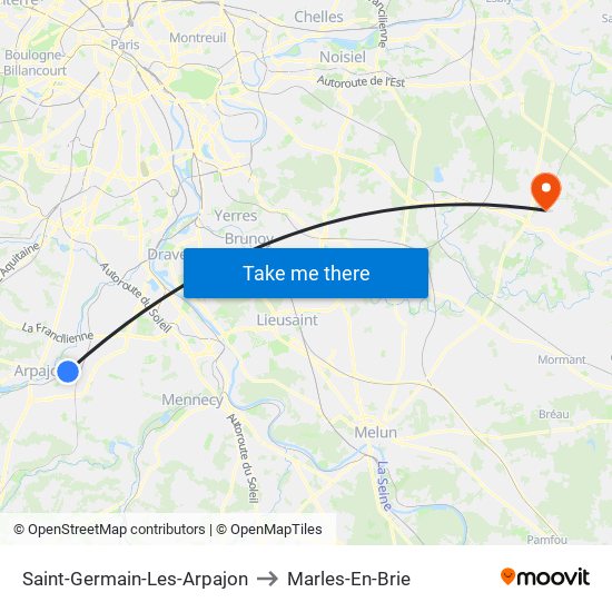 Saint-Germain-Les-Arpajon to Marles-En-Brie map
