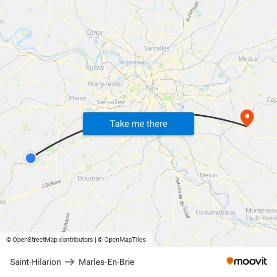 Saint-Hilarion to Marles-En-Brie map