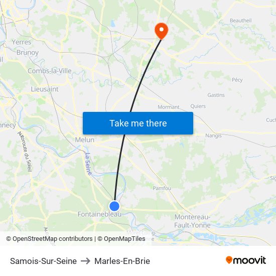 Samois-Sur-Seine to Marles-En-Brie map