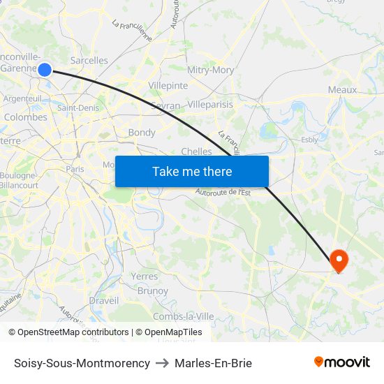 Soisy-Sous-Montmorency to Marles-En-Brie map