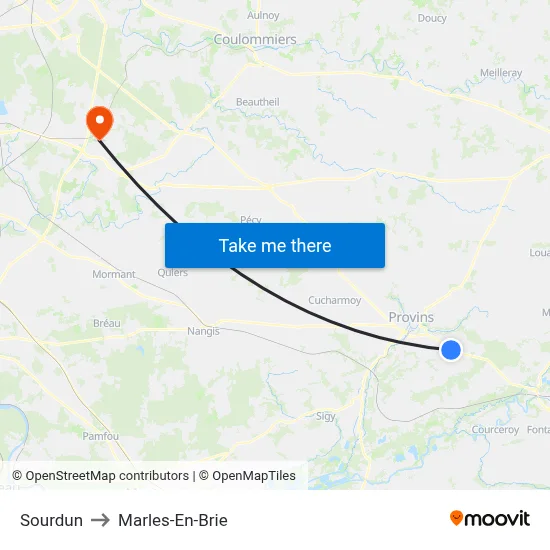 Sourdun to Marles-En-Brie map