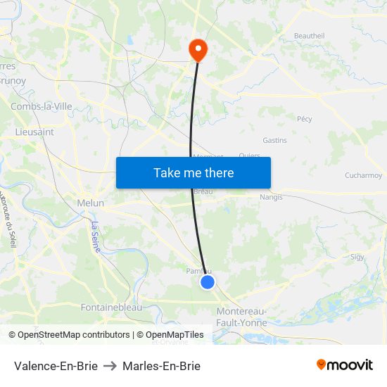 Valence-En-Brie to Marles-En-Brie map