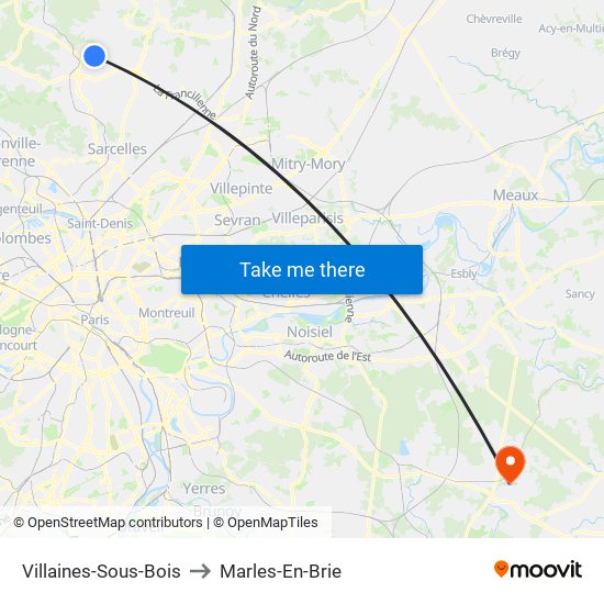 Villaines-Sous-Bois to Marles-En-Brie map