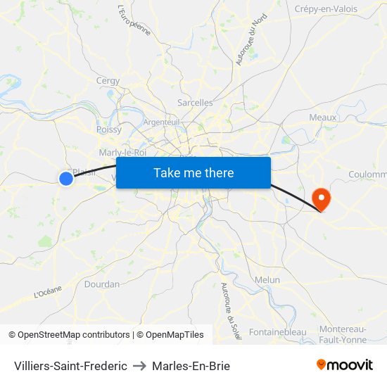 Villiers-Saint-Frederic to Marles-En-Brie map