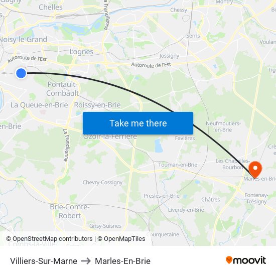 Villiers-Sur-Marne to Marles-En-Brie map