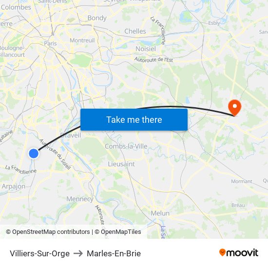 Villiers-Sur-Orge to Marles-En-Brie map