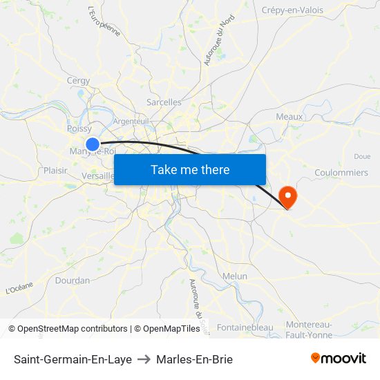 Saint-Germain-En-Laye to Marles-En-Brie map