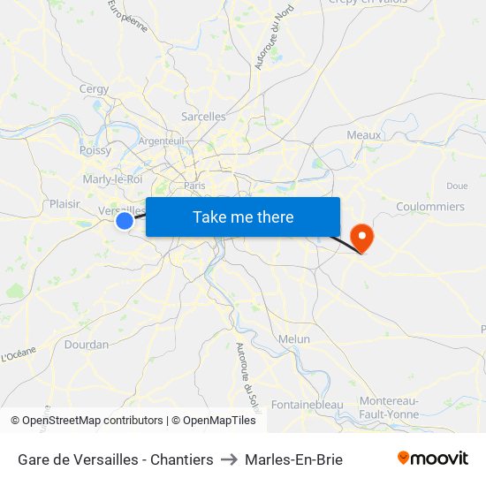 Gare de Versailles - Chantiers to Marles-En-Brie map