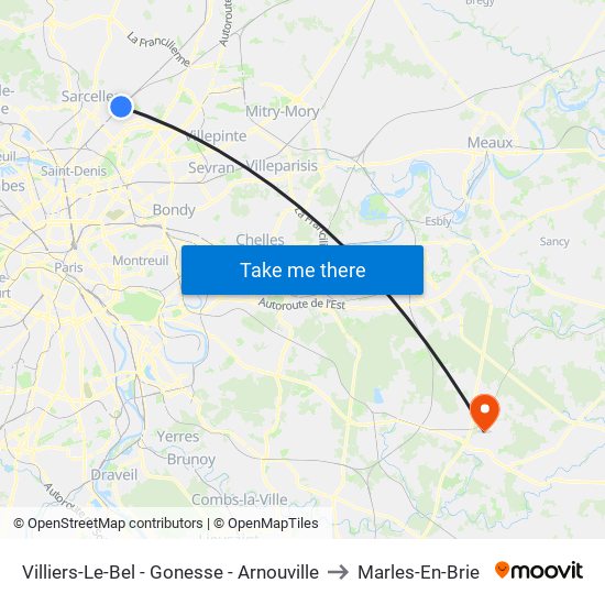 Villiers-Le-Bel - Gonesse - Arnouville to Marles-En-Brie map