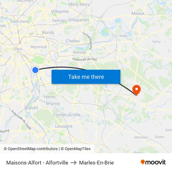 Maisons-Alfort - Alfortville to Marles-En-Brie map