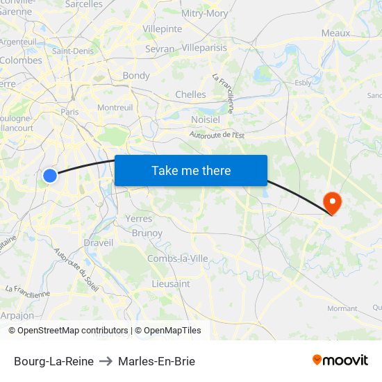 Bourg-La-Reine to Marles-En-Brie map