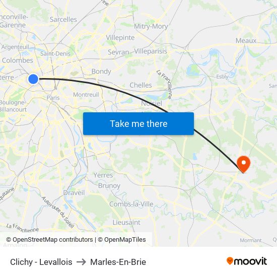 Clichy - Levallois to Marles-En-Brie map