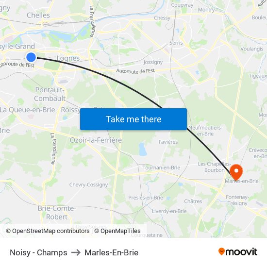 Noisy - Champs to Marles-En-Brie map