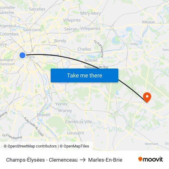 Champs-Élysées - Clemenceau to Marles-En-Brie map