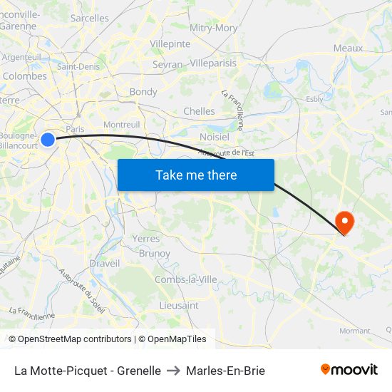 La Motte-Picquet - Grenelle to Marles-En-Brie map
