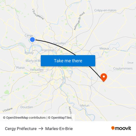 Cergy Préfecture to Marles-En-Brie map