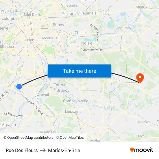 Rue Des Fleurs to Marles-En-Brie map