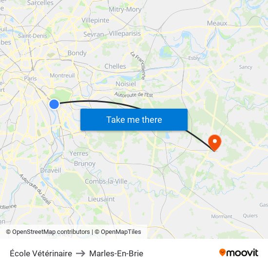 École Vétérinaire to Marles-En-Brie map
