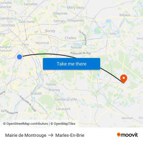 Mairie de Montrouge to Marles-En-Brie map