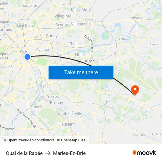 Quai de la Rapée to Marles-En-Brie map