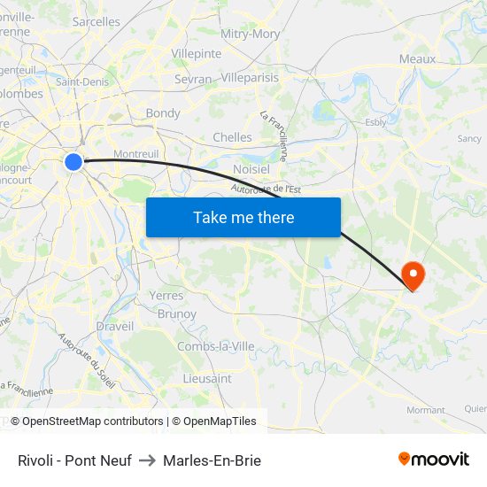 Rivoli - Pont Neuf to Marles-En-Brie map