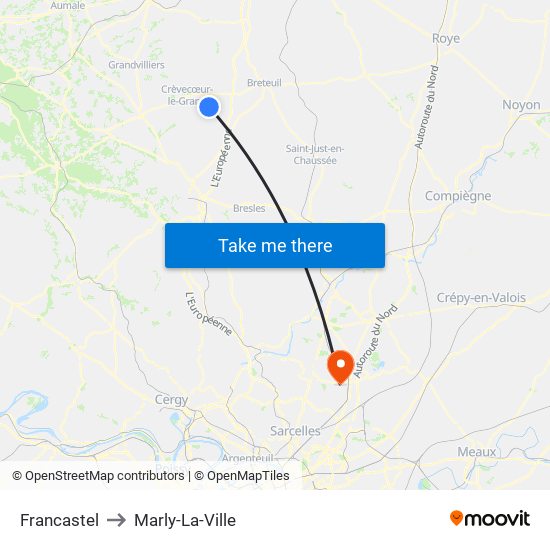 Francastel to Marly-La-Ville map