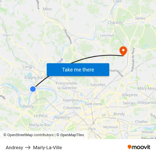 Andresy to Marly-La-Ville map
