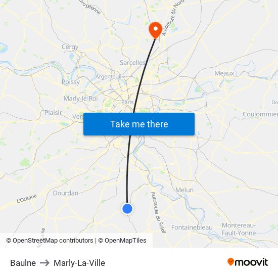 Baulne to Marly-La-Ville map