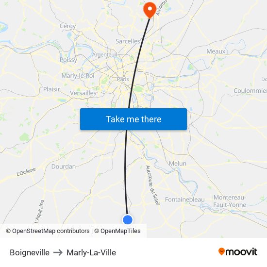 Boigneville to Marly-La-Ville map