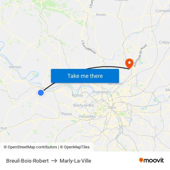 Breuil-Bois-Robert to Marly-La-Ville map