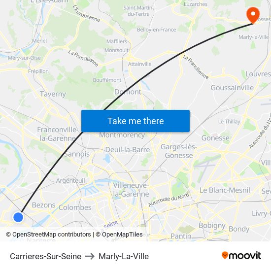 Carrieres-Sur-Seine to Marly-La-Ville map