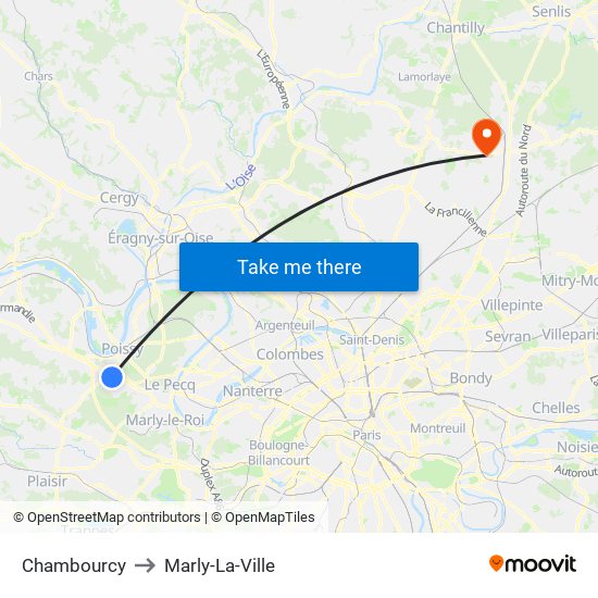 Chambourcy to Marly-La-Ville map