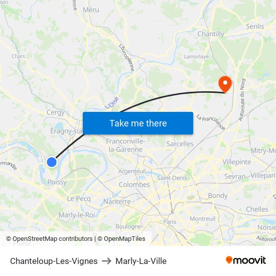 Chanteloup-Les-Vignes to Marly-La-Ville map