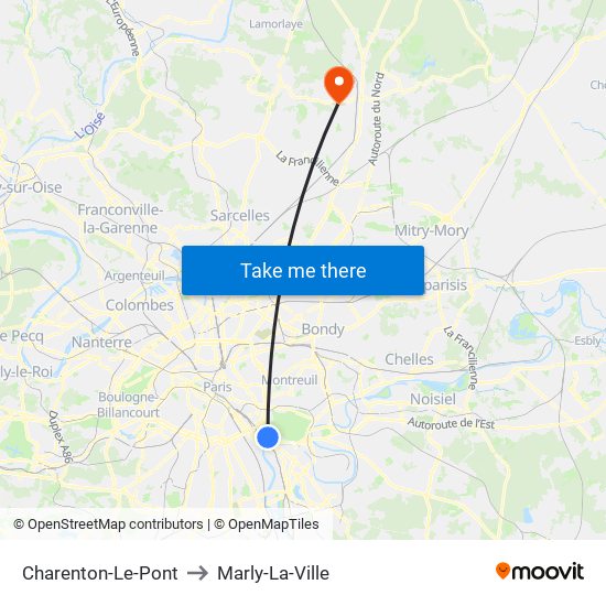 Charenton-Le-Pont to Marly-La-Ville map