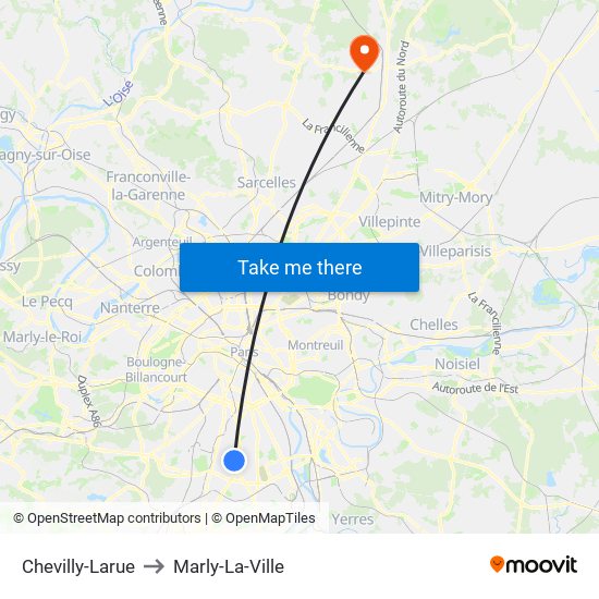 Chevilly-Larue to Marly-La-Ville map