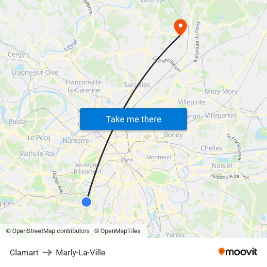 Clamart to Marly-La-Ville map