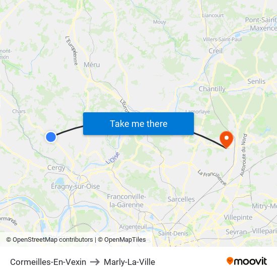 Cormeilles-En-Vexin to Marly-La-Ville map