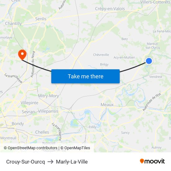 Crouy-Sur-Ourcq to Marly-La-Ville map
