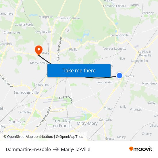 Dammartin-En-Goele to Marly-La-Ville map