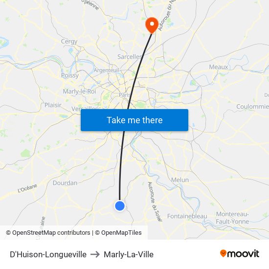 D'Huison-Longueville to Marly-La-Ville map