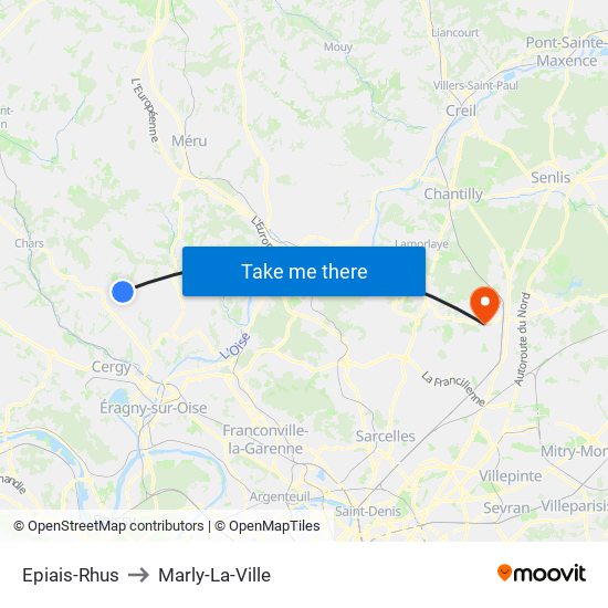 Epiais-Rhus to Marly-La-Ville map