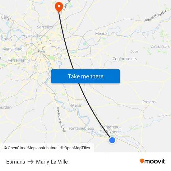 Esmans to Marly-La-Ville map