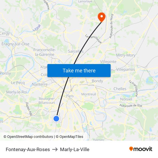 Fontenay-Aux-Roses to Marly-La-Ville map