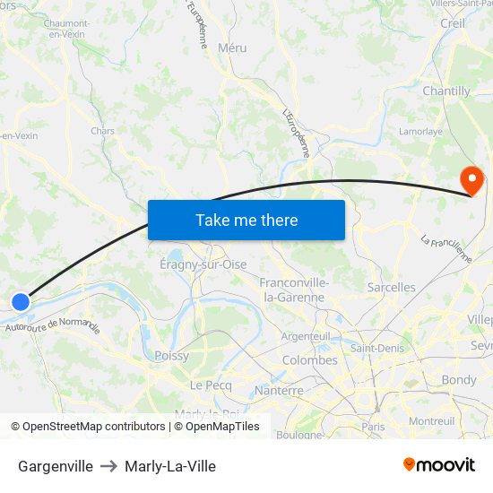 Gargenville to Marly-La-Ville map