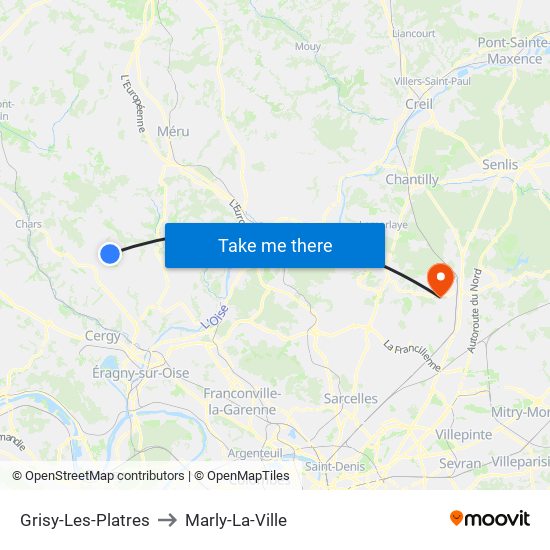 Grisy-Les-Platres to Marly-La-Ville map