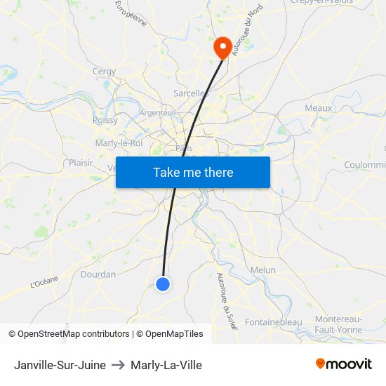 Janville-Sur-Juine to Marly-La-Ville map