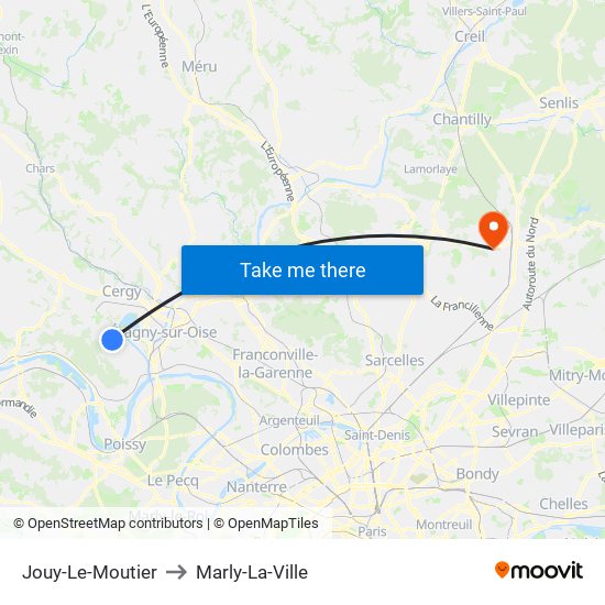 Jouy-Le-Moutier to Marly-La-Ville map