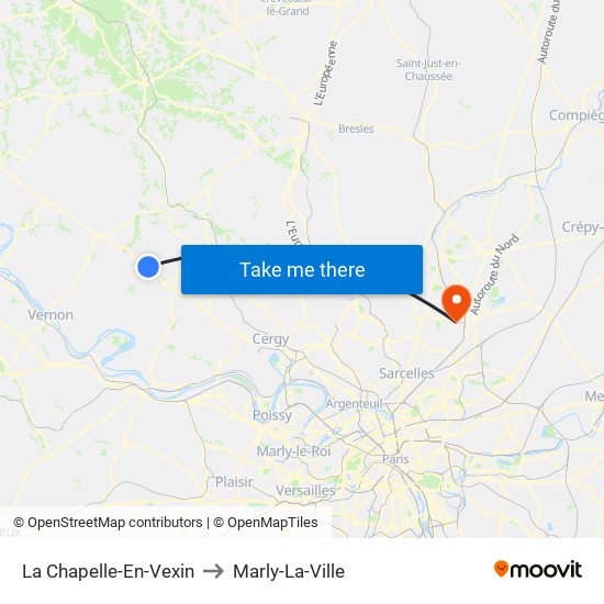 La Chapelle-En-Vexin to Marly-La-Ville map