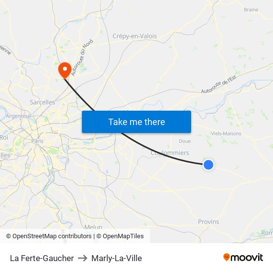 La Ferte-Gaucher to Marly-La-Ville map
