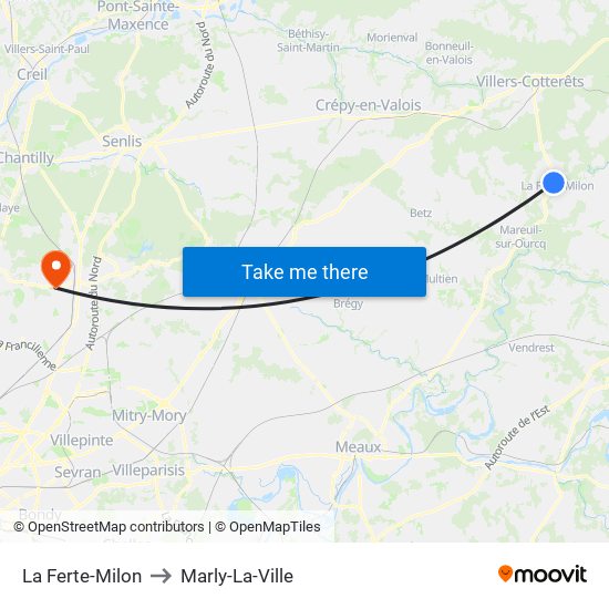 La Ferte-Milon to Marly-La-Ville map